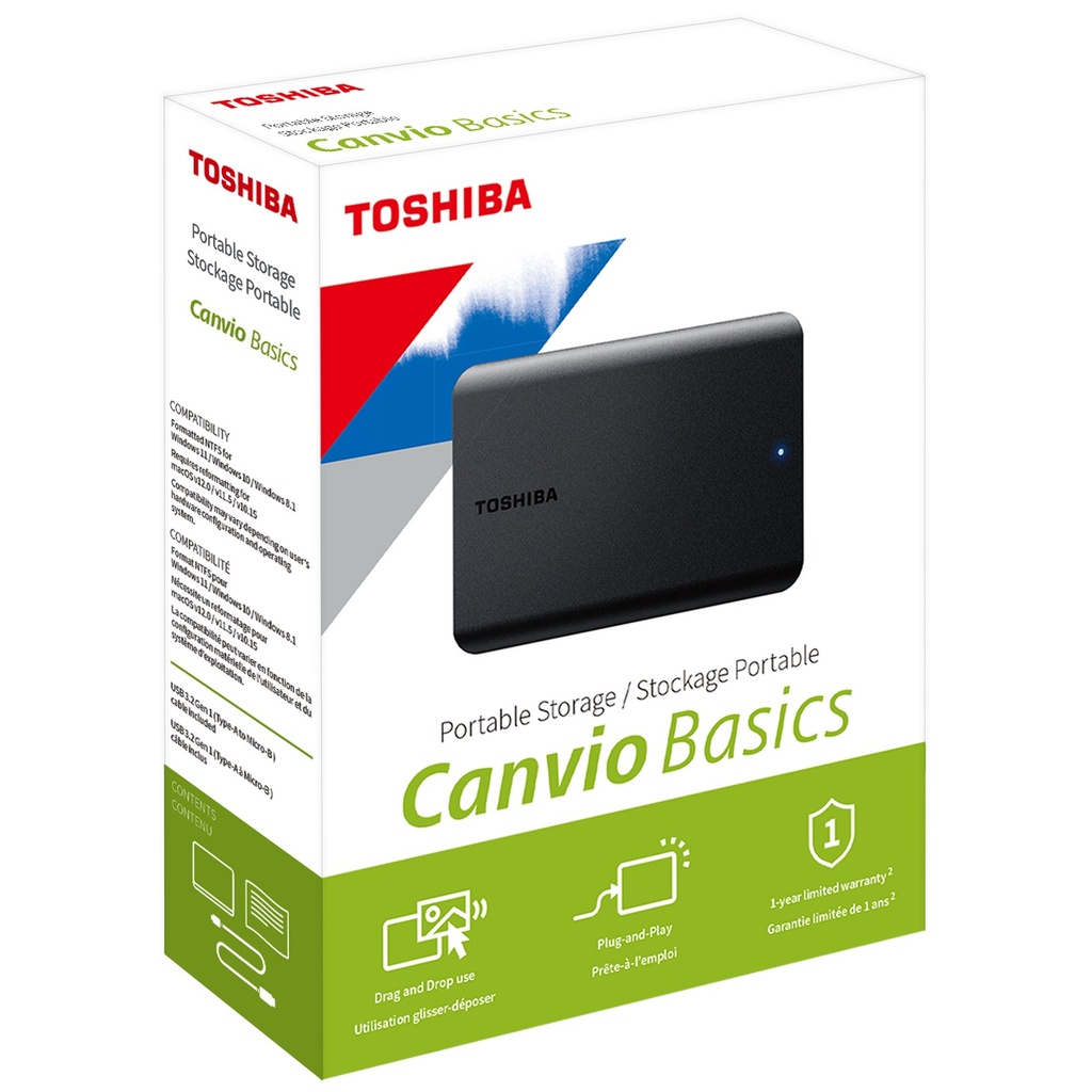 [HDTB520XK3AA] Toshiba HDTB520XK3AA Canvio Basics Disco Duro Externo 2TB USB 3.2 Gen 1 Negro