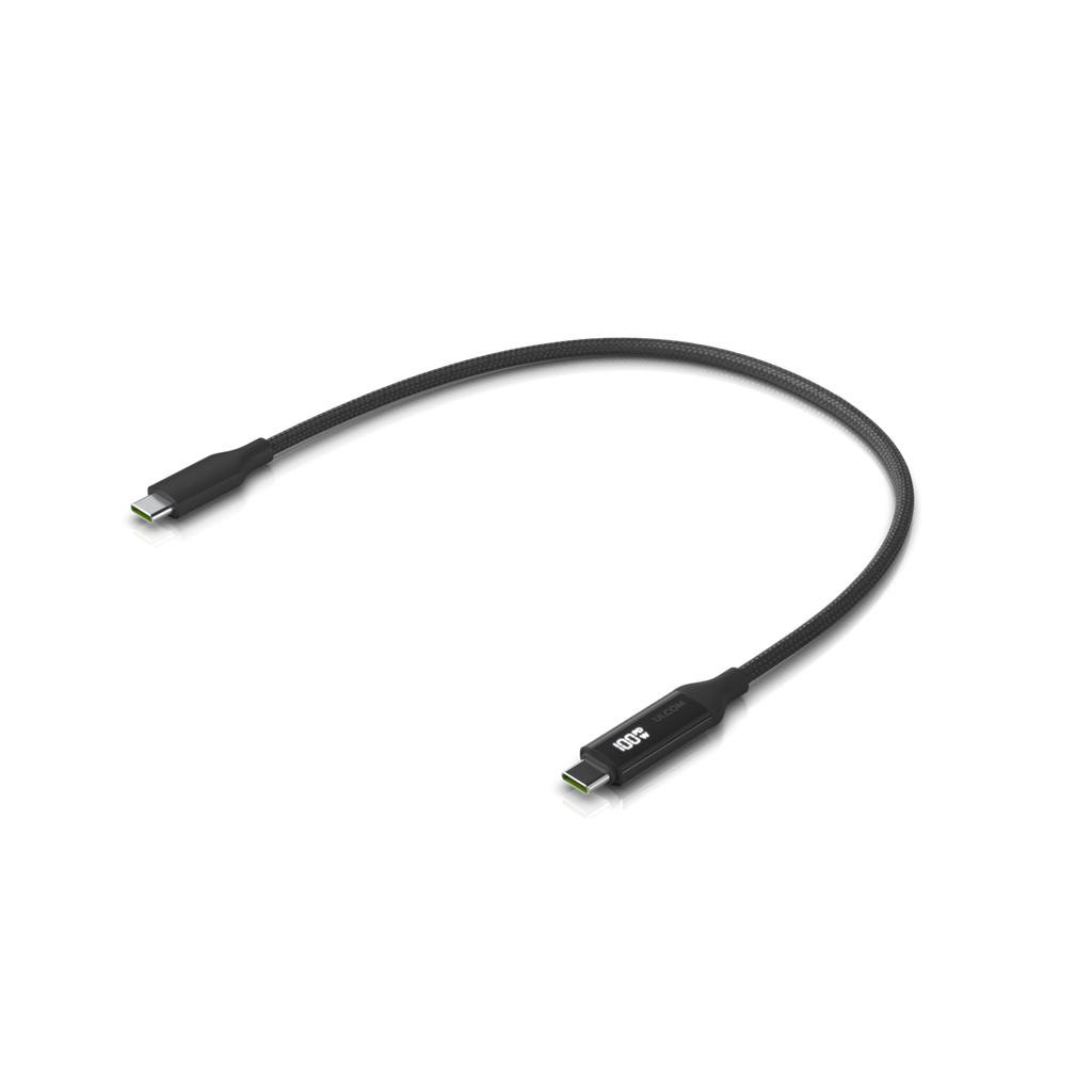 Ubiquiti UACC-Cable-USB-100W-0.3M-BK Cable USB-C trenzado 100 W con indicador de carga de 0,3 m
