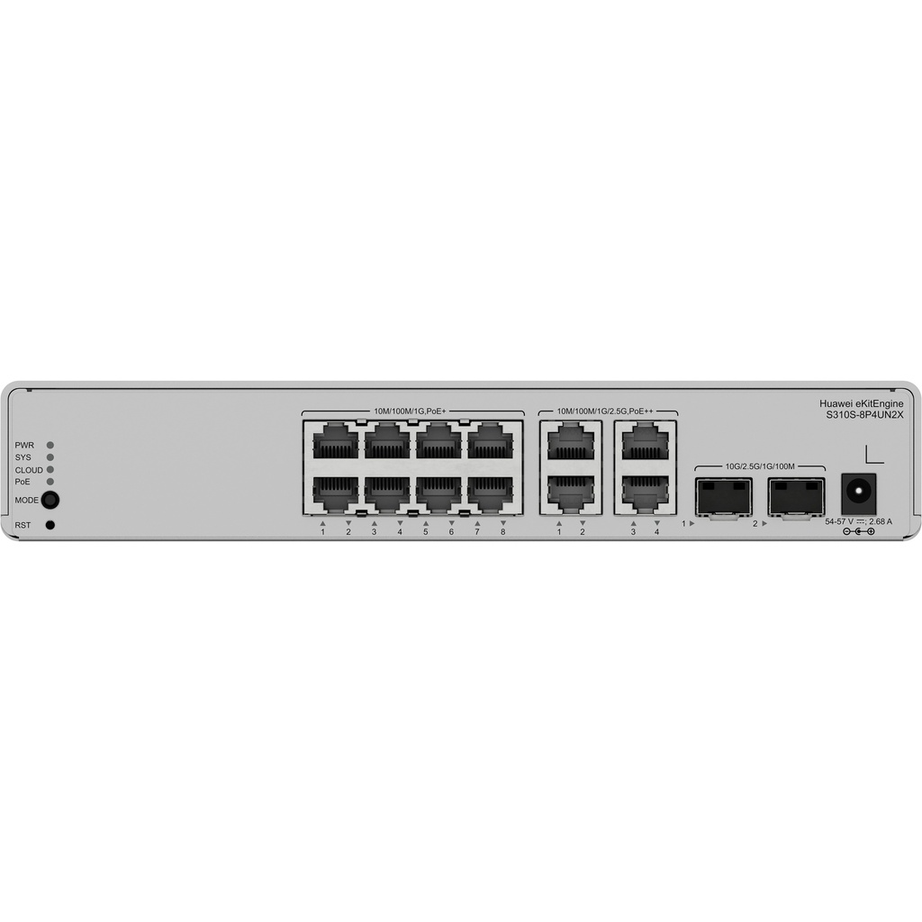 [S310S-8P4UN2X] Huawei S310S-8P4UN2X Switch eKit Multi-Gigabit PoE++ 8 GE + 4×2.5GE + 2×10GE