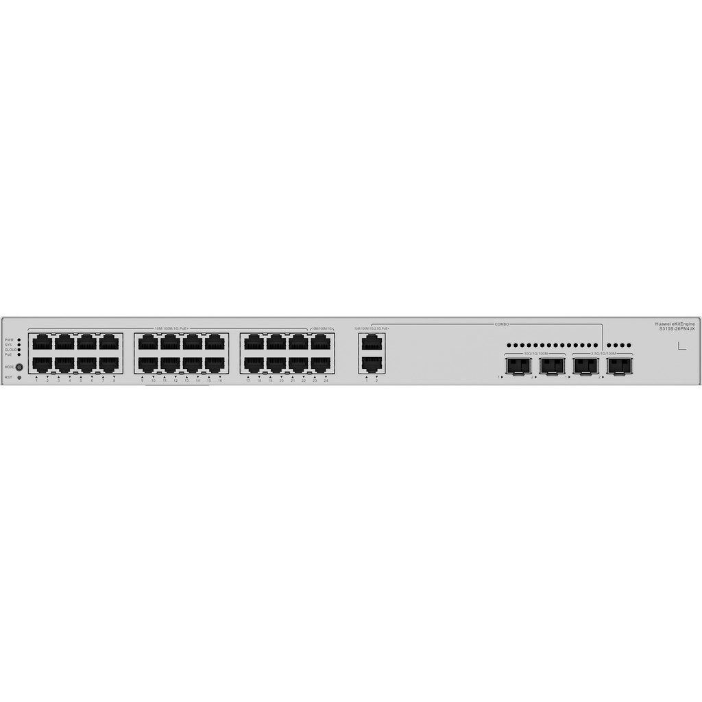 [S310S-26PN4JX] Huawei S310S-26PN4JX Switch eKit PoE+ 24 GE + 2 combo 2.5GE + 2 SFP+ 10GE