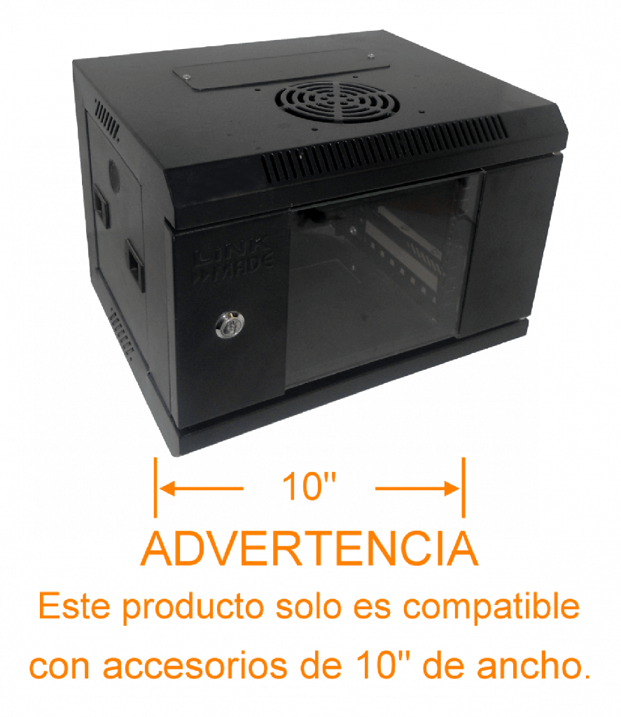 Linkmade Rack 4U 10-Pulgadas-Ancho 30cm-Fondo Negro Puerta-Vidrio