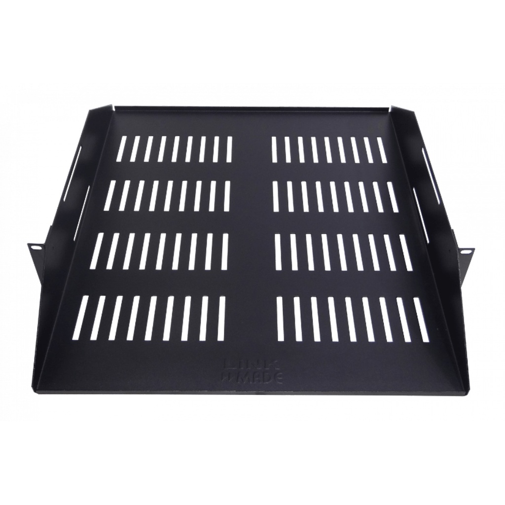 Linkmade 2U Bandeja Central Ventilada Ajustable Negra 50cm
