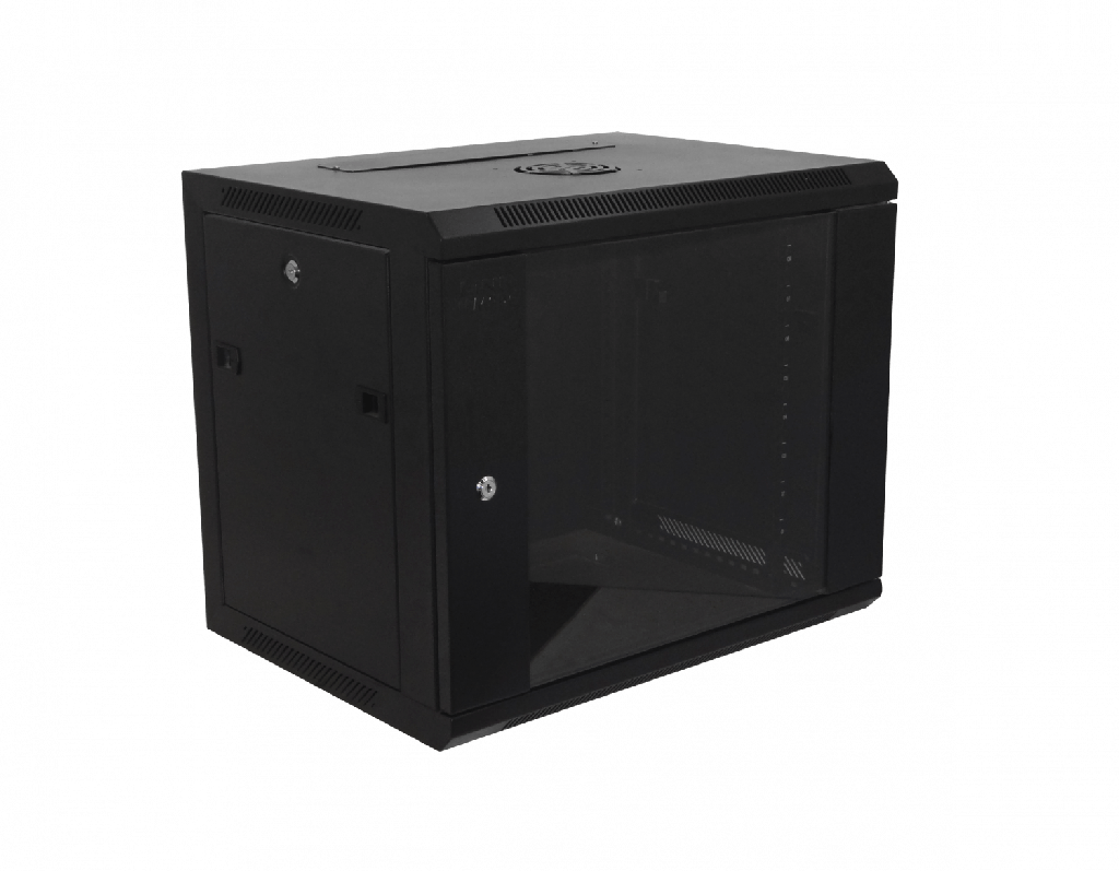 [RK09-4L] Linkmade 45cm-Fondo 9U Gabinete Rack Pared Negro inc-M6-2U