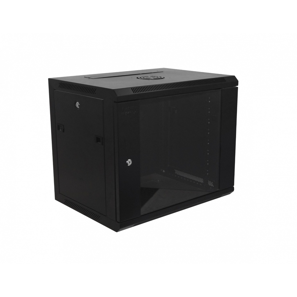 [RK09-4L] Linkmade 45cm-Fondo 9U Gabinete Rack Pared Negro inc-M6-2U