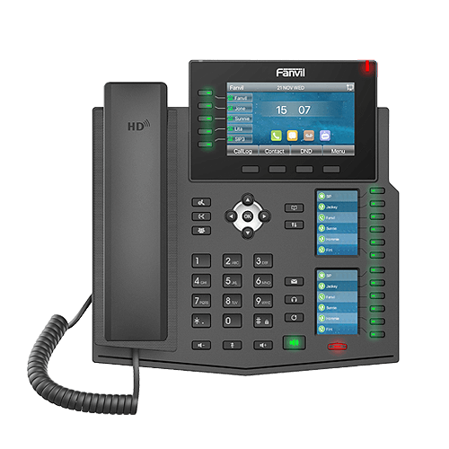Fanvil X6U Teléfono línea elegante Pantalla triple a color Gigabit 20 líneas 60 teclas DSS PoE IPv6 Opus Bluetooth