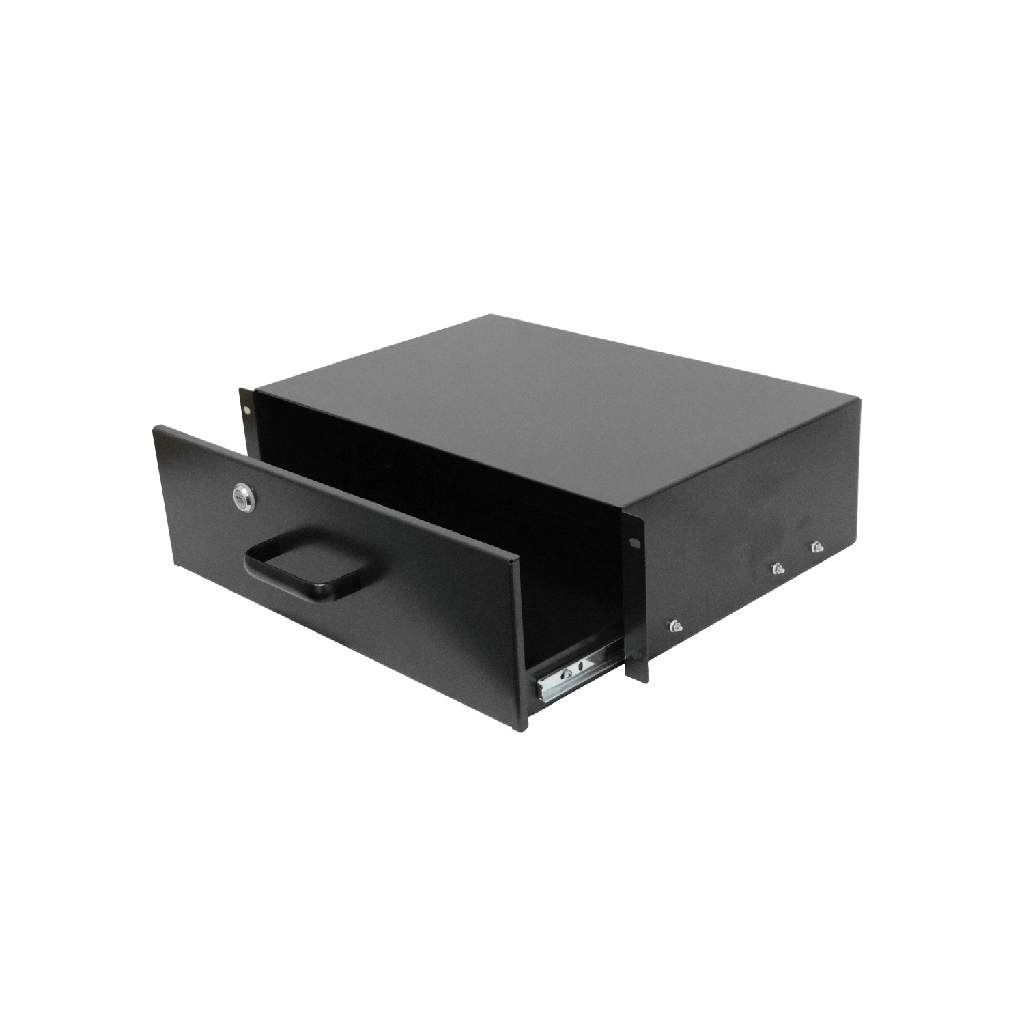 [RAC-3U] Linkmade 3U Bandeja c/Llave Negro p/Rack Altura-3-RU Profundidad-30cm