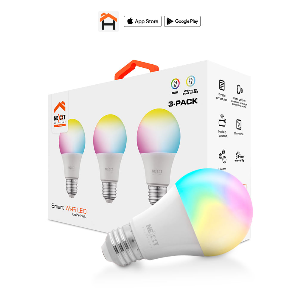 Nexxt NHB-C1203PK Ampolleta LED inteligente Wi-Fi 220V -A19 Pack de 3