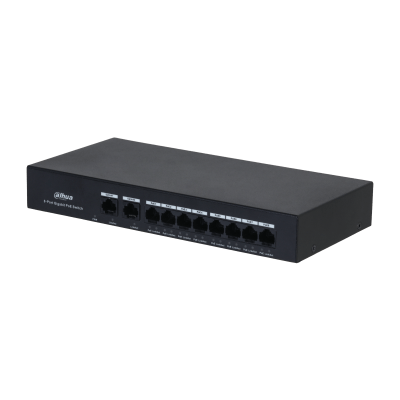 Dahua PFS3010-8GT-65 Switch Gigabit económico de 10 puertos con 8 puertos PoE