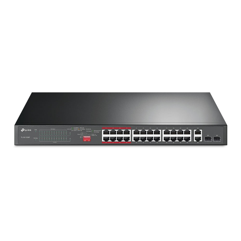 [TL-SL1226P] TP-Link TL-SL1226P Switch PoE+ no Gestionable Gigabit de 24 puertos a 10/100 Mbps + 2 puertos
