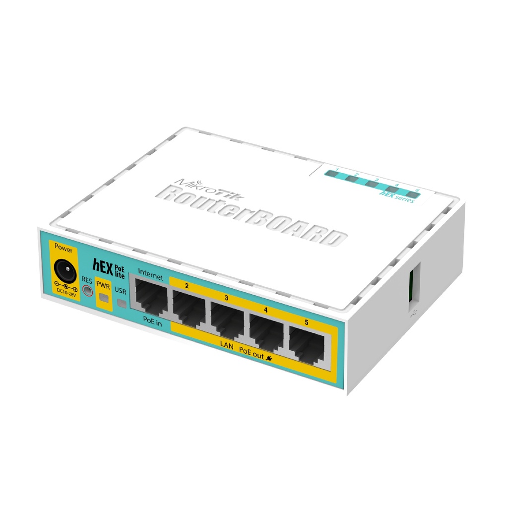 [HEX-POE-LITE] MikroTik hEX PoE lite RB750UPr2 Router 5 puertos Fast Ethernet con PoE Out
