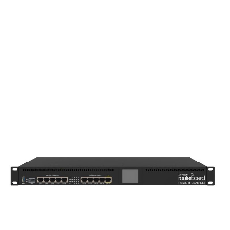 MikroTik RB3011UiAS-RM Router 10 puertos Gigabit + SFP, USB 3.0 y PoE Out