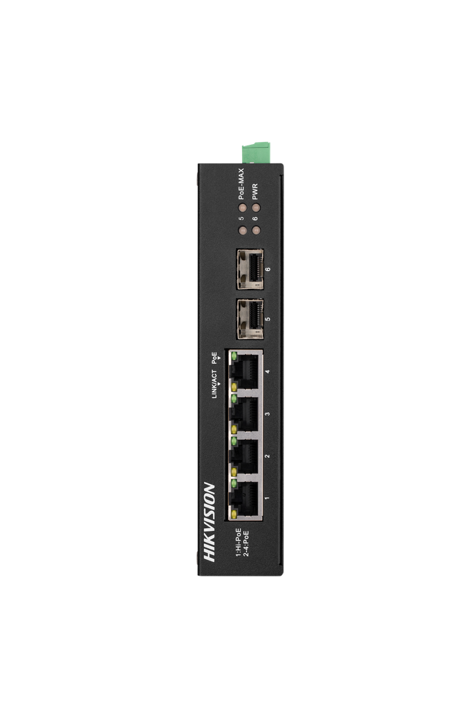 Hikvision DS-3T0506HP-E/HS Switch PoE Industrial DIN‑rail