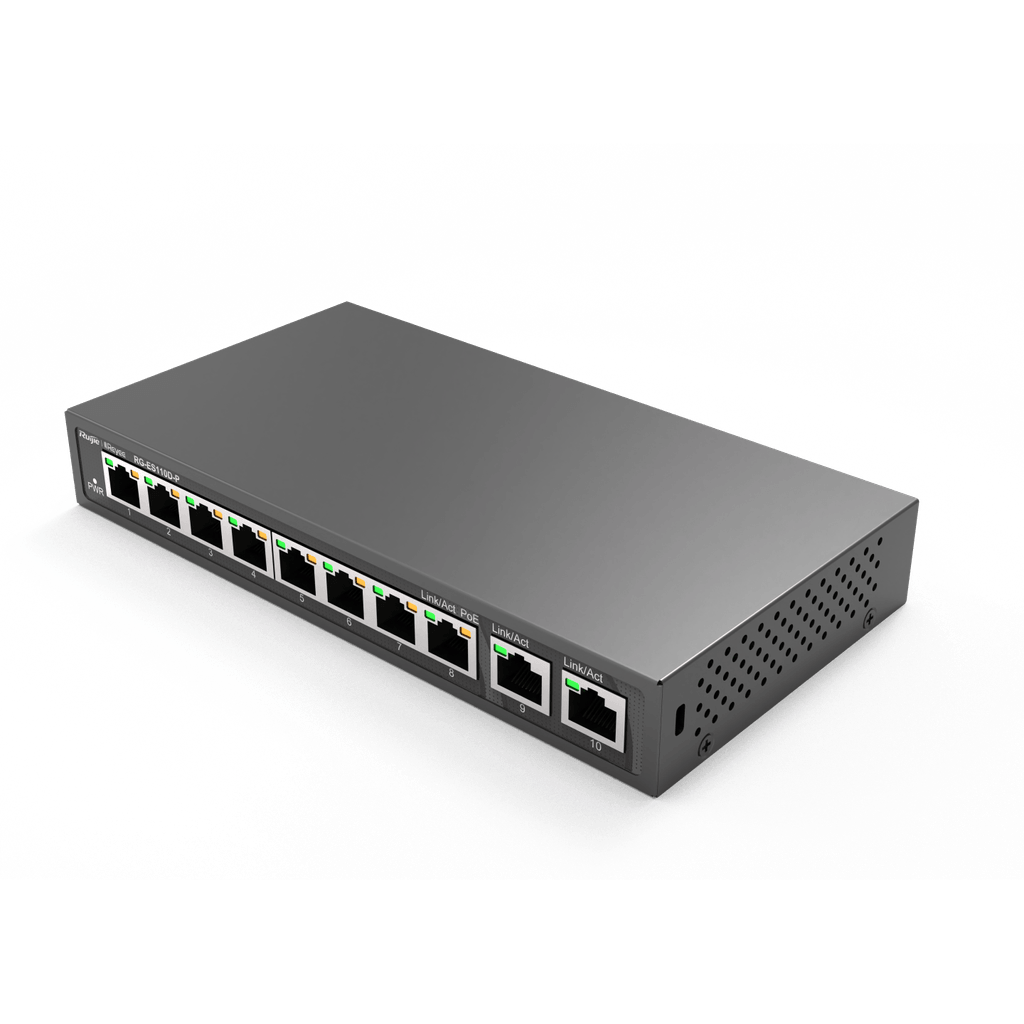 [RG-ES110D-P] Reyee RG-ES110D-P Switch de escritorio no admin 8 puertos PoE 10/100Mbps 110W